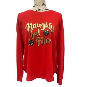 Secret Treasures Naughty but Nice Red Pajama Top Sleep Shirt Sz XL Chris…